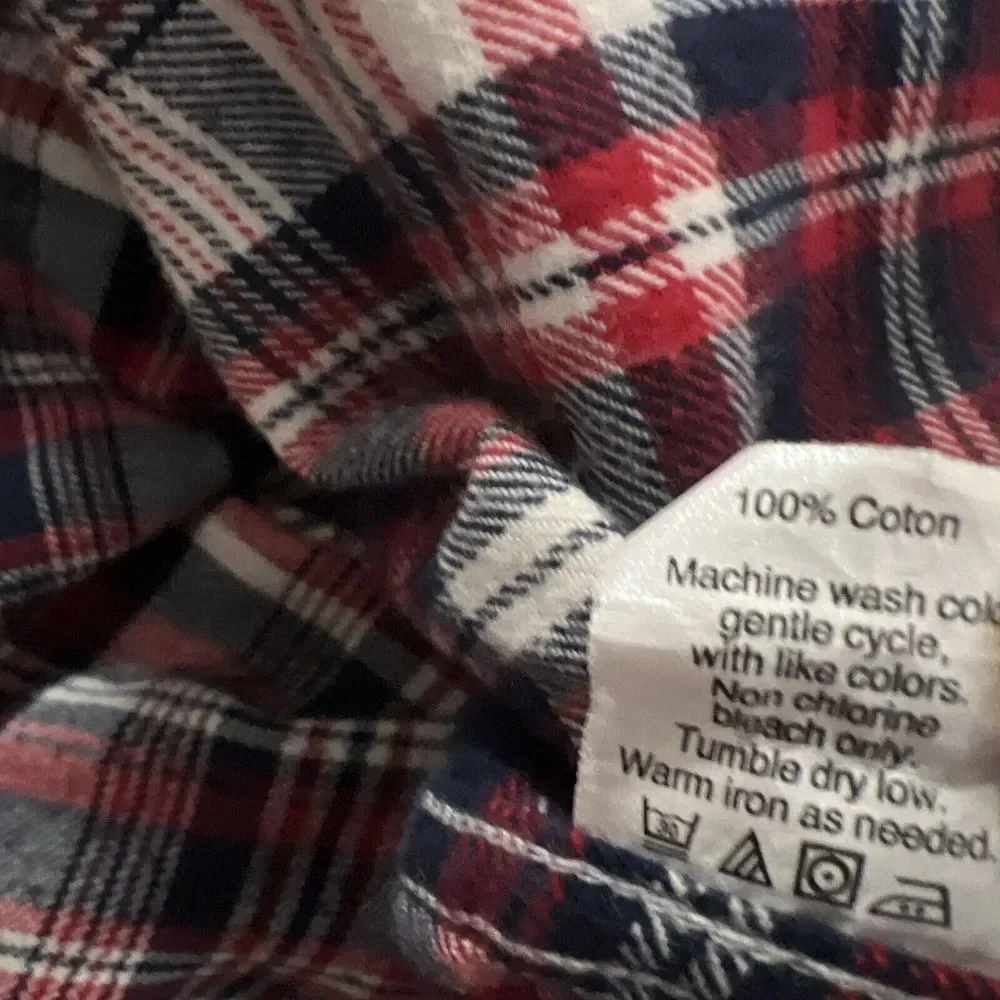 Vintage J Crew Shirt Mens XL Red‎ Blue Plaid Button Up Long Sleeve Flannel
